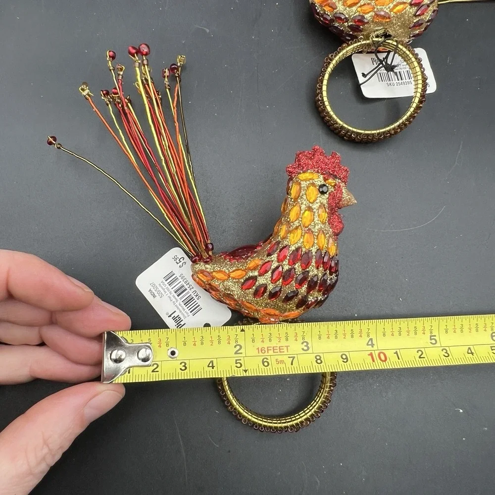 Pier 1 Kitchen Jeweled Rooster Napkin Rings 5